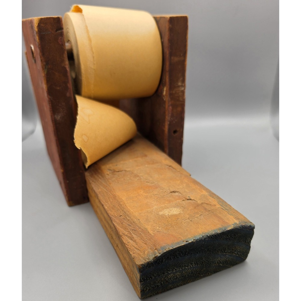 Vintage Wooden Sandpaper Roll Dispenser Cutter Lebanon IL Workshop Tool